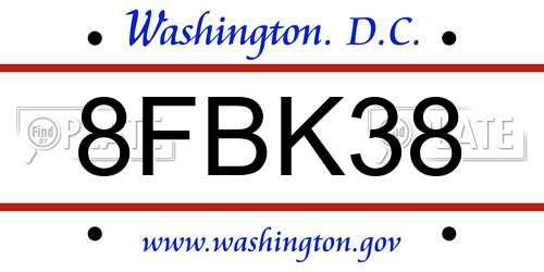 8FBK38 District Of Columbia License Plate