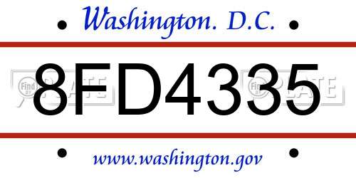 8FD4335 District Of Columbia License Plate