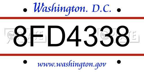 8FD4338 District Of Columbia License Plate