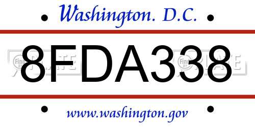 8FDA338 District Of Columbia License Plate