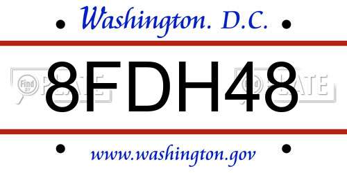 8FDH48 District Of Columbia License Plate