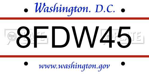 8FDW45 District Of Columbia License Plate