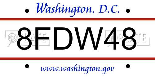 8FDW48 District Of Columbia License Plate
