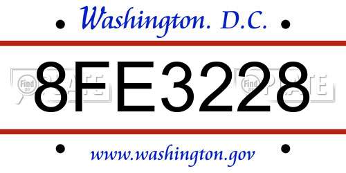 8FE3228 District Of Columbia License Plate