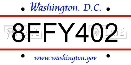 8FFY402 District Of Columbia License Plate