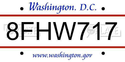 8FHW717 District Of Columbia License Plate