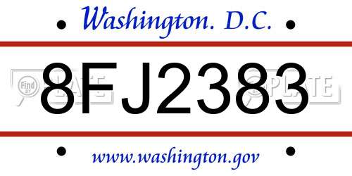 8FJ2383 District Of Columbia License Plate