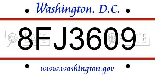 8FJ3609 District Of Columbia License Plate