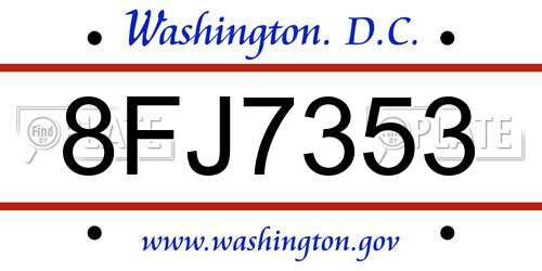 8FJ7353 District Of Columbia License Plate