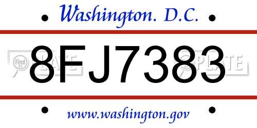 8FJ7383 District Of Columbia License Plate