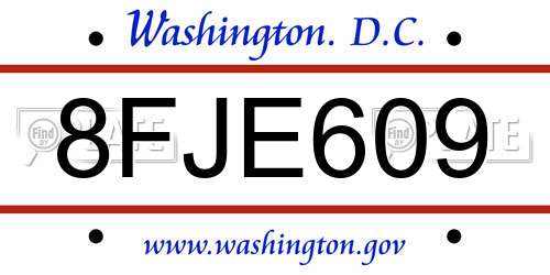8FJE609 District Of Columbia License Plate