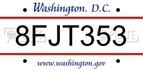 8FJT353 District Of Columbia License Plate
