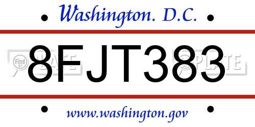 8FJT383 District Of Columbia License Plate