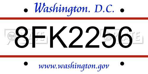 8FK2256 District Of Columbia License Plate