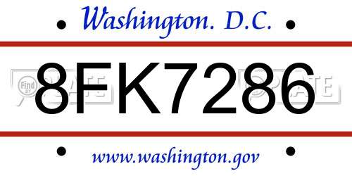 8FK7286 District Of Columbia License Plate
