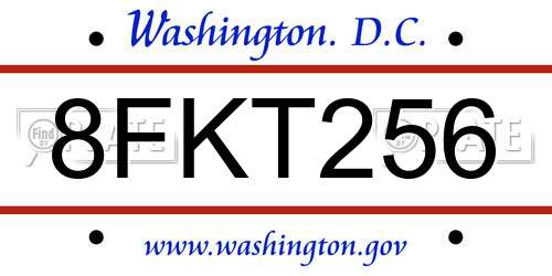 8FKT256 District Of Columbia License Plate