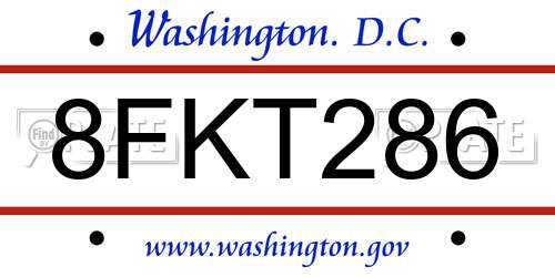 8FKT286 District Of Columbia License Plate