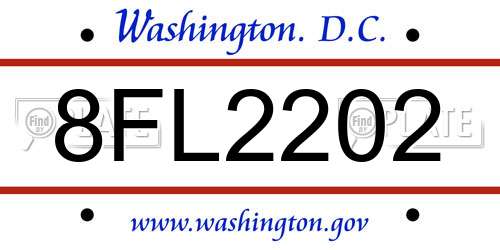 8FL2202 District Of Columbia License Plate