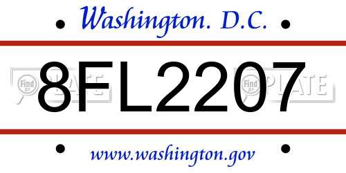 8FL2207 District Of Columbia License Plate
