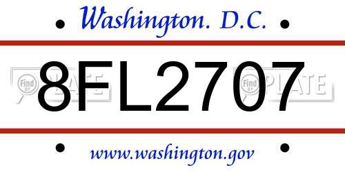 8FL2707 District Of Columbia License Plate