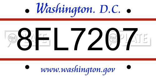 8FL7207 District Of Columbia License Plate