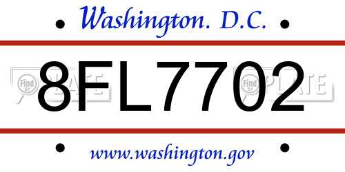 8FL7702 District Of Columbia License Plate