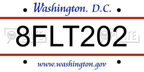 8FLT202 District Of Columbia License Plate