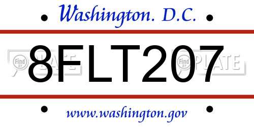 8FLT207 District Of Columbia License Plate