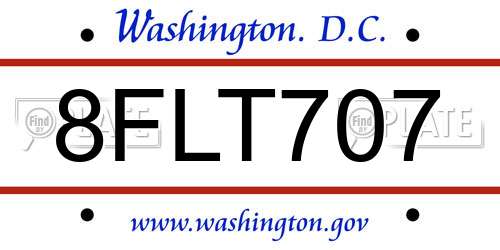 8FLT707 District Of Columbia License Plate