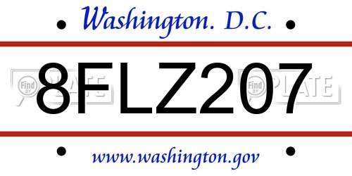 8FLZ207 District Of Columbia License Plate