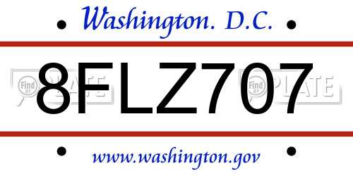 8FLZ707 District Of Columbia License Plate