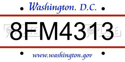 8FM4313 District Of Columbia License Plate