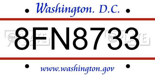 8FN8733 District Of Columbia License Plate