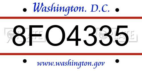 8FO4335 District Of Columbia License Plate