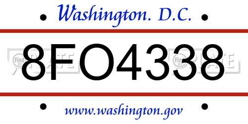 8FO4338 District Of Columbia License Plate