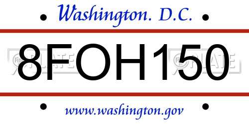 8FOH150 District Of Columbia License Plate