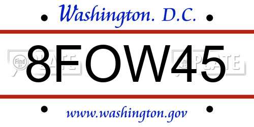 8FOW45 District Of Columbia License Plate