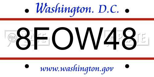 8FOW48 District Of Columbia License Plate