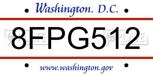 8FPG512 District Of Columbia License Plate