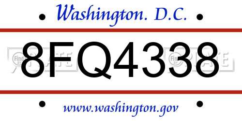 8FQ4338 District Of Columbia License Plate