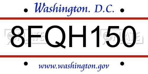 8FQH150 District Of Columbia License Plate