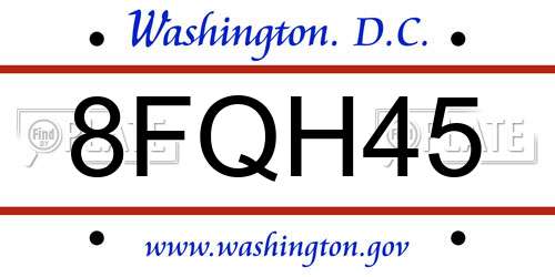 8FQH45 District Of Columbia License Plate