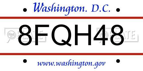 8FQH48 District Of Columbia License Plate