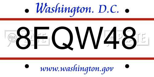 8FQW48 District Of Columbia License Plate