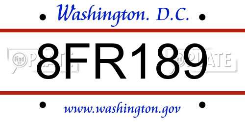 8FR189 District Of Columbia License Plate