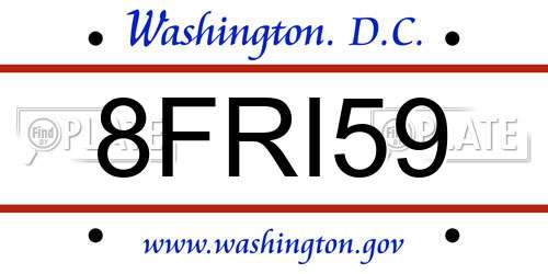 8FRI59 District Of Columbia License Plate