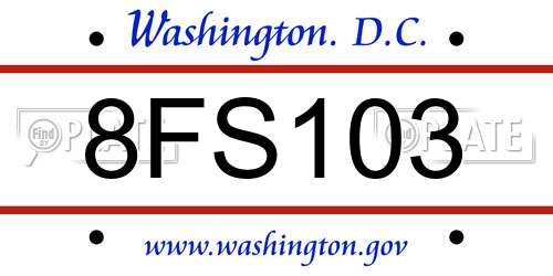 8FS103 District Of Columbia License Plate