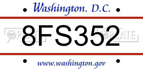 8FS352 District Of Columbia License Plate