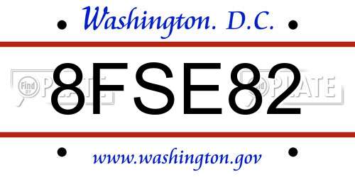 8FSE82 District Of Columbia License Plate