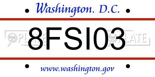 8FSI03 District Of Columbia License Plate